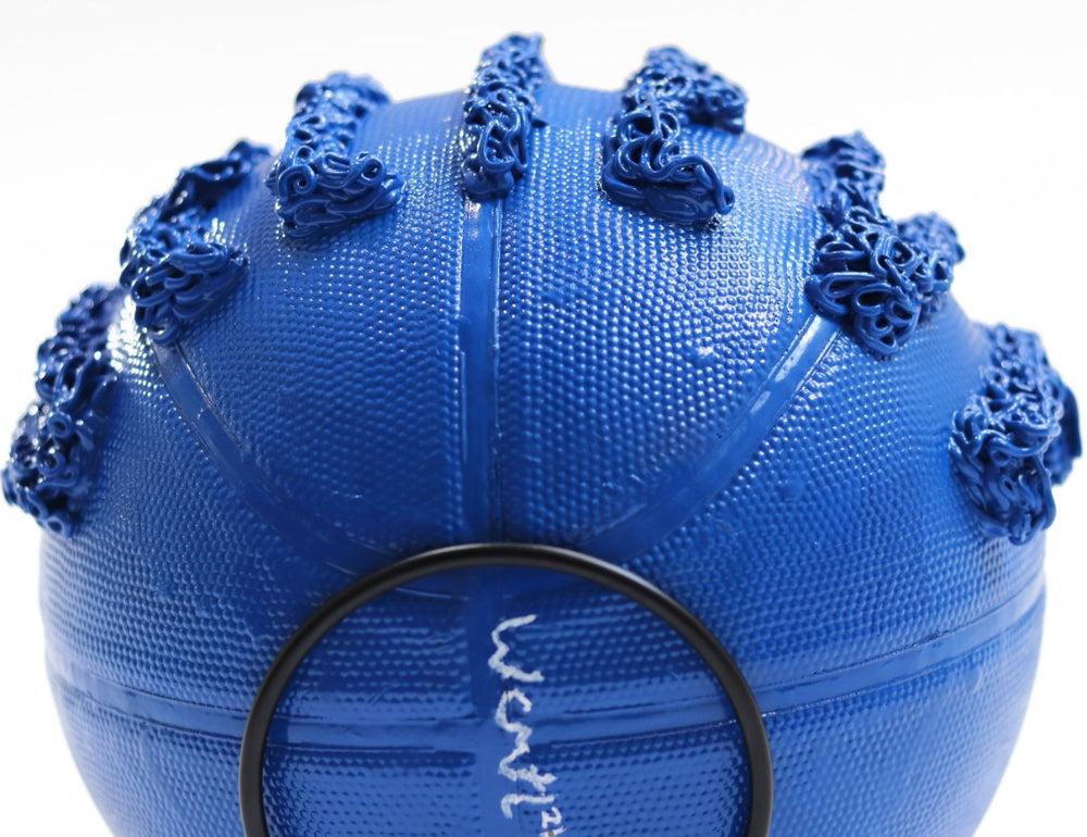 
                  
                    Load image into Gallery viewer, LE BELIEVE BASKETBALL SCULPTURE BY WCMTL - EXPO BLUE - 29.5 IN CIRCUMFERENCE
                  
                
